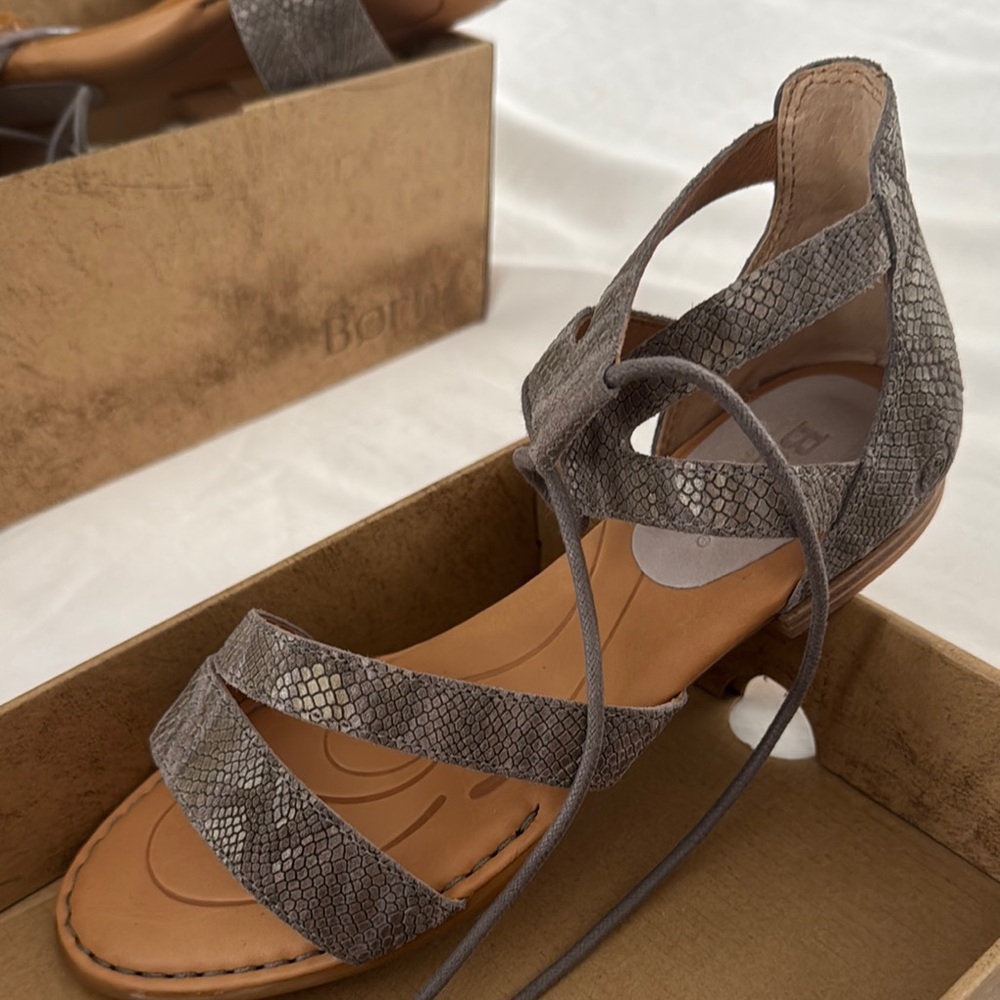 Born Gray Sandals with Elegant Crisscross Straps